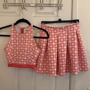Hollister 2 piece pink set (crop top and skater skirt)